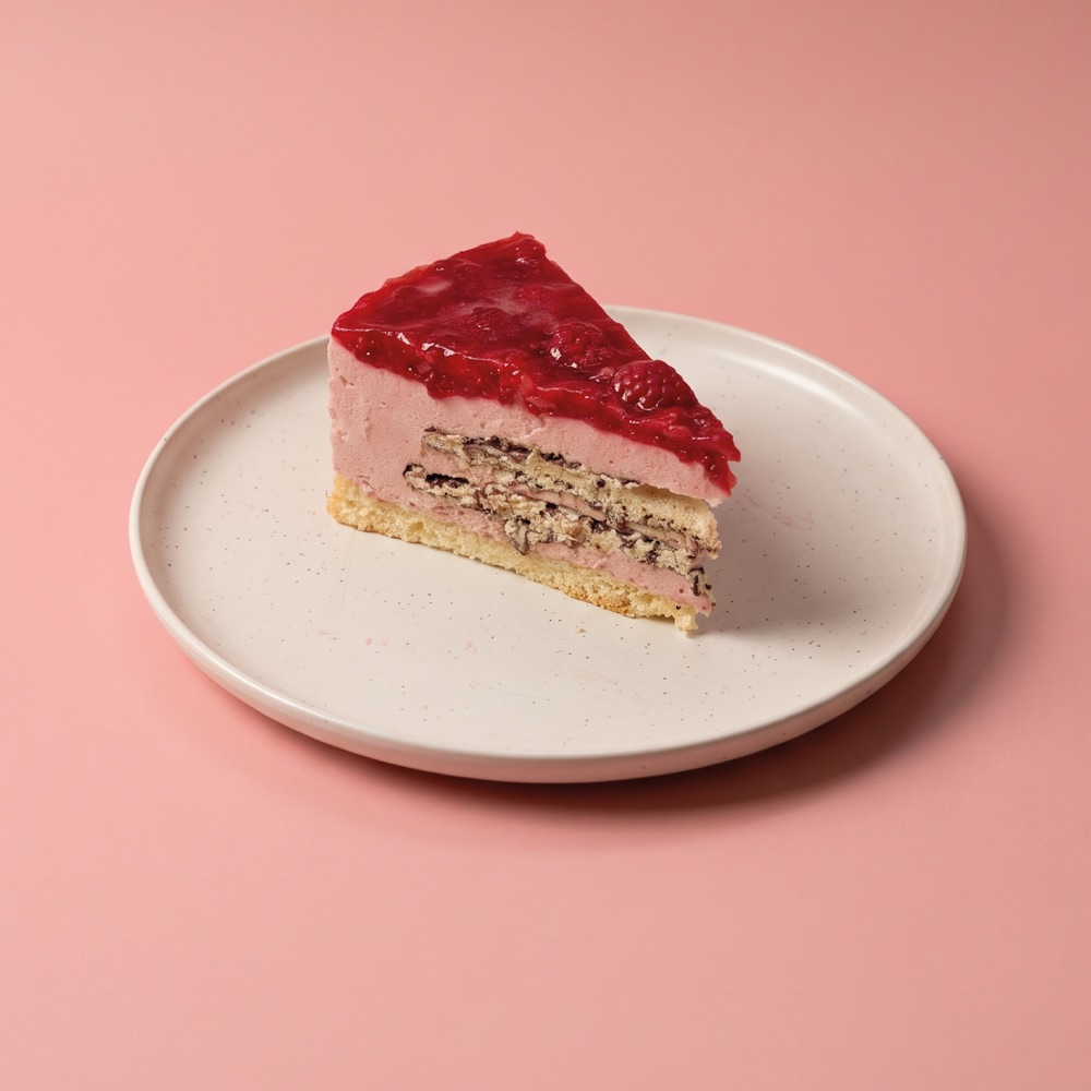 Porción de mousse de frambuesa
